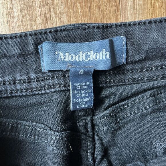 ModCloth‎ Black Mariner Flare Jeans Womens 4 Black High Waisted *flaw - Picture 4 of 11